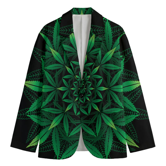 Cannabis Leaf Mandala Print Men's Blazer