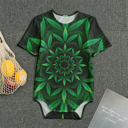 Cannabis Leaf Mandala Print Men's Bodysuit