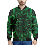 Cannabis Leaf Mandala Print Men's Bomber Jacket