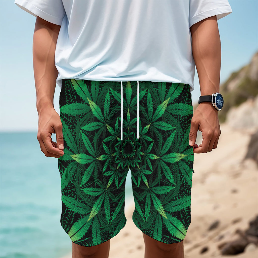Cannabis Leaf Mandala Print Men's Cargo Shorts