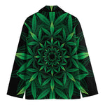 Cannabis Leaf Mandala Print Men's Cotton Blazer