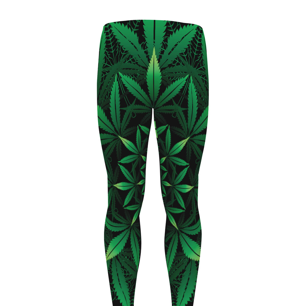 Cannabis Leaf Mandala Print Men's leggings