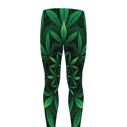 Cannabis Leaf Mandala Print Men's leggings