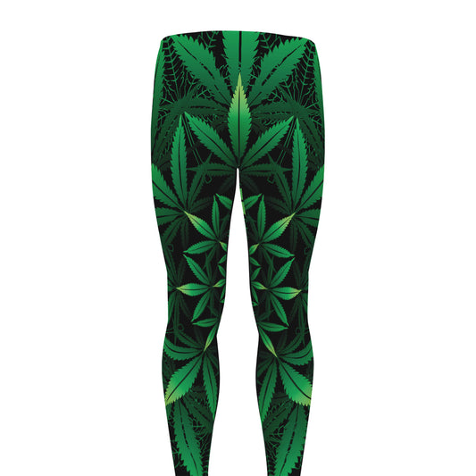 Cannabis Leaf Mandala Print Men's leggings