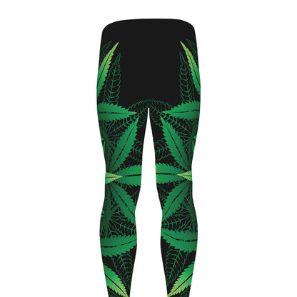 Cannabis Leaf Mandala Print Men's leggings
