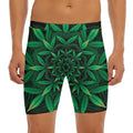 Cannabis Leaf Mandala Print Men's Long Boxer Briefs