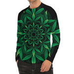 Cannabis Leaf Mandala Print Men's Long Sleeve Rash Guard