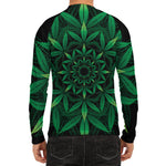 Cannabis Leaf Mandala Print Men's Long Sleeve Rash Guard