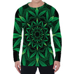 Cannabis Leaf Mandala Print Men's Long Sleeve T-Shirt
