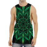 Cannabis Leaf Mandala Print Men's Muscle Tank Top