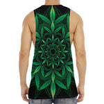 Cannabis Leaf Mandala Print Men's Muscle Tank Top
