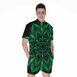 Cannabis Leaf Mandala Print Men's Rompers