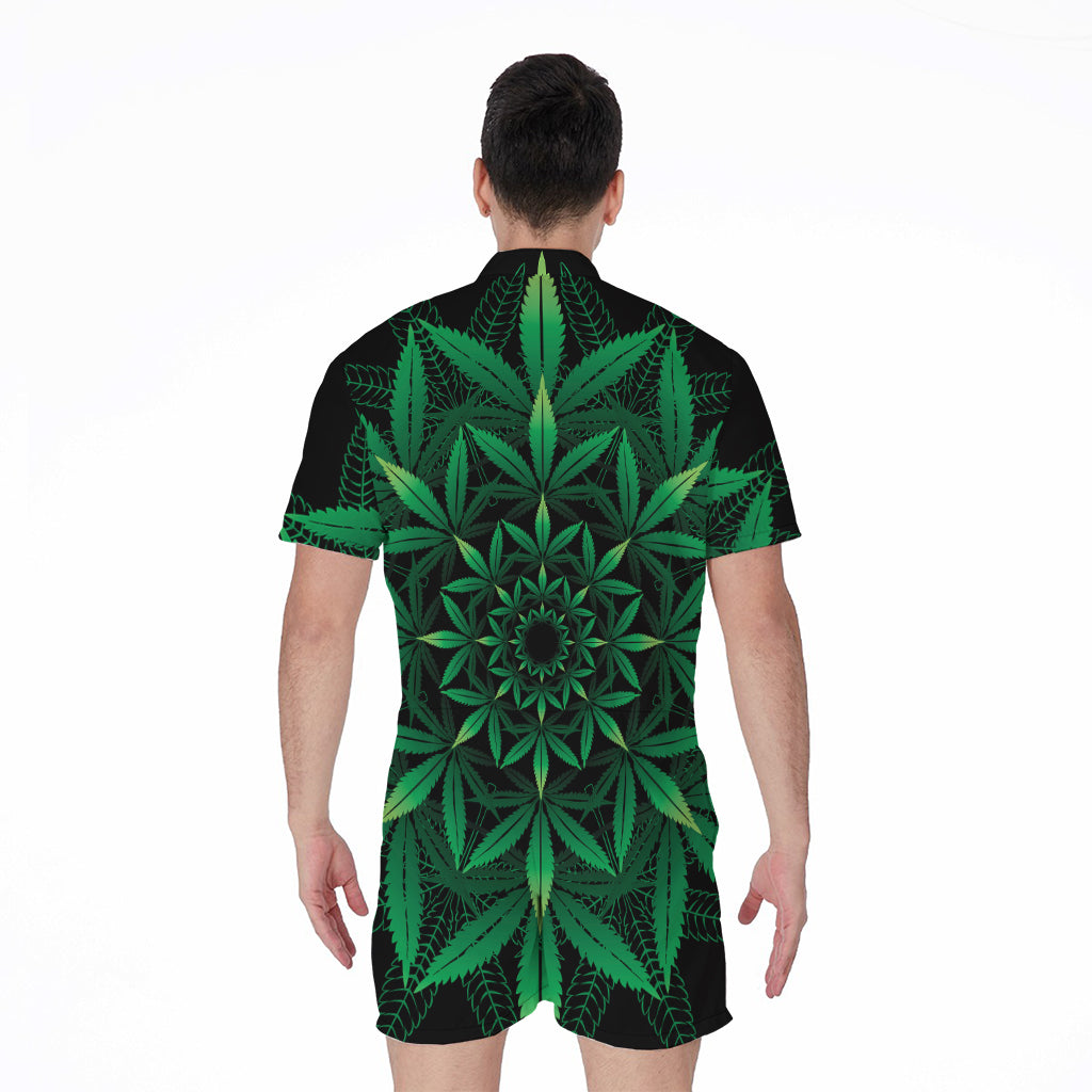Cannabis Leaf Mandala Print Men's Rompers