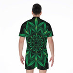 Cannabis Leaf Mandala Print Men's Rompers