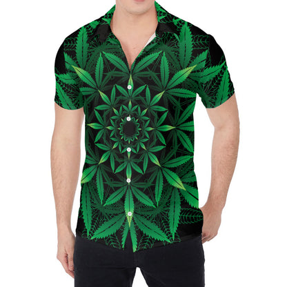 Cannabis Leaf Mandala Print Men's Shirt