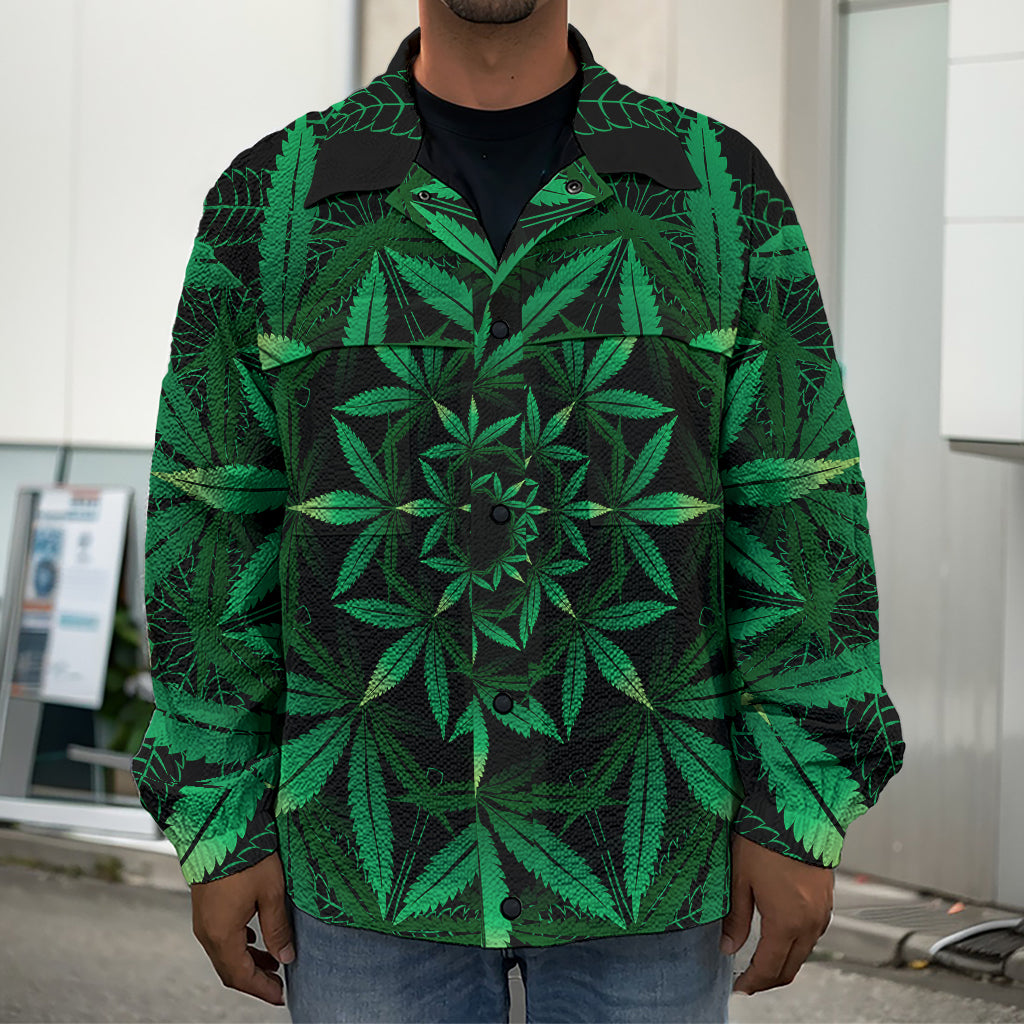 Cannabis Leaf Mandala Print Men's Shirt Jacket