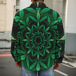 Cannabis Leaf Mandala Print Men's Shirt Jacket