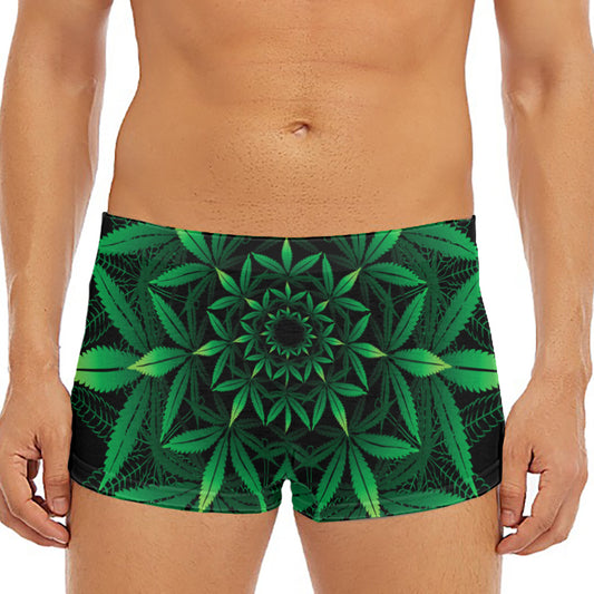 Cannabis Leaf Mandala Print Men's Short Boxer Briefs