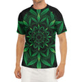 Cannabis Leaf Mandala Print Men's Short Sleeve Rash Guard