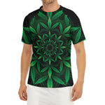 Cannabis Leaf Mandala Print Men's Short Sleeve Rash Guard