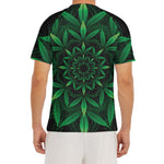 Cannabis Leaf Mandala Print Men's Short Sleeve Rash Guard