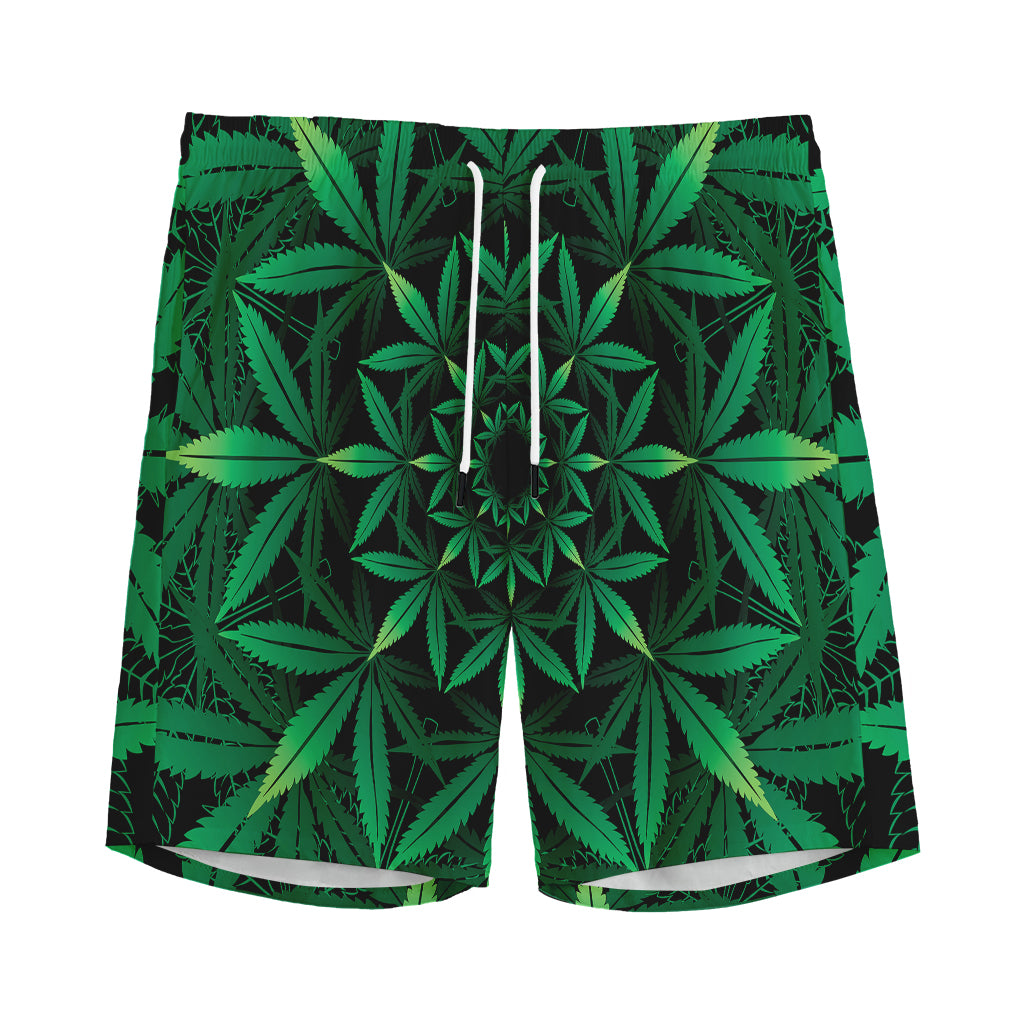 Cannabis Leaf Mandala Print Men's Sports Shorts
