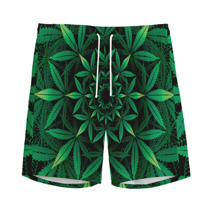 Cannabis Leaf Mandala Print Men's Sports Shorts