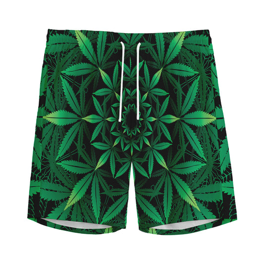 Cannabis Leaf Mandala Print Men's Sports Shorts