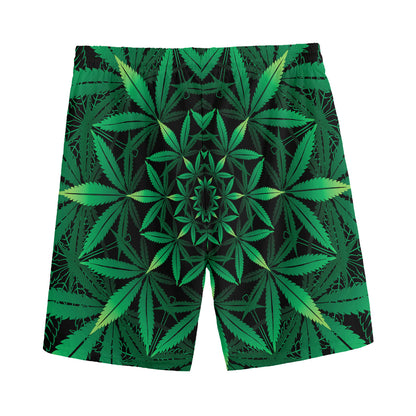 Cannabis Leaf Mandala Print Men's Sports Shorts