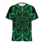 Cannabis Leaf Mandala Print Men's Sports T-Shirt