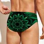 Cannabis Leaf Mandala Print Men's Swim Briefs
