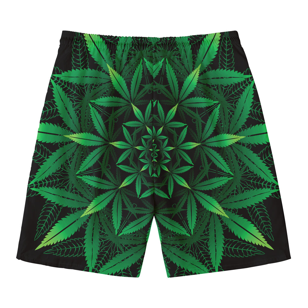 Cannabis Leaf Mandala Print Men's Swim Trunks
