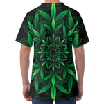 Cannabis Leaf Mandala Print Men's Velvet T-Shirt