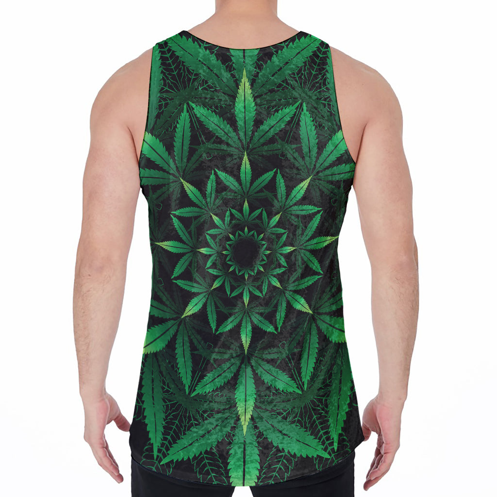 Cannabis Leaf Mandala Print Men's Velvet Tank Top