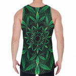Cannabis Leaf Mandala Print Men's Velvet Tank Top
