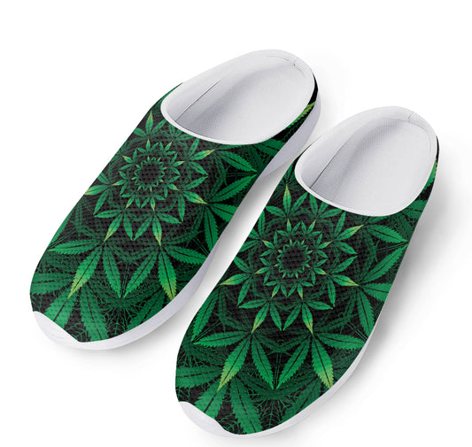 Cannabis Leaf Mandala Print Mesh Casual Shoes