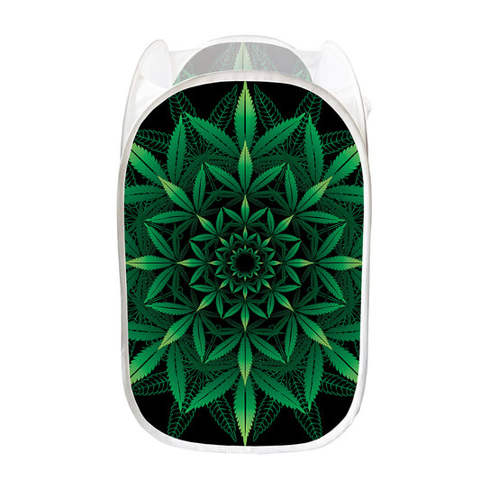 Cannabis Leaf Mandala Print Mesh Laundry Hamper