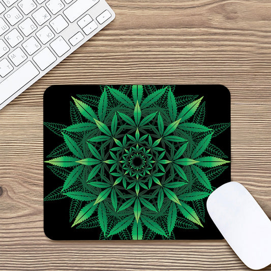 Cannabis Leaf Mandala Print Mouse Pad