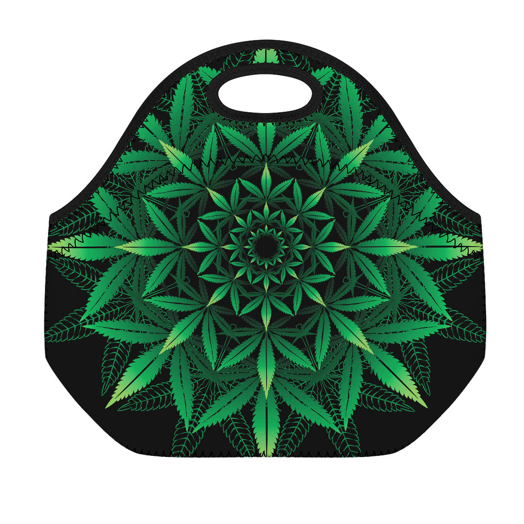 Cannabis Leaf Mandala Print Neoprene Lunch Bag