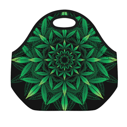 Cannabis Leaf Mandala Print Neoprene Lunch Bag