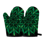 Cannabis Leaf Mandala Print Oven Mitts