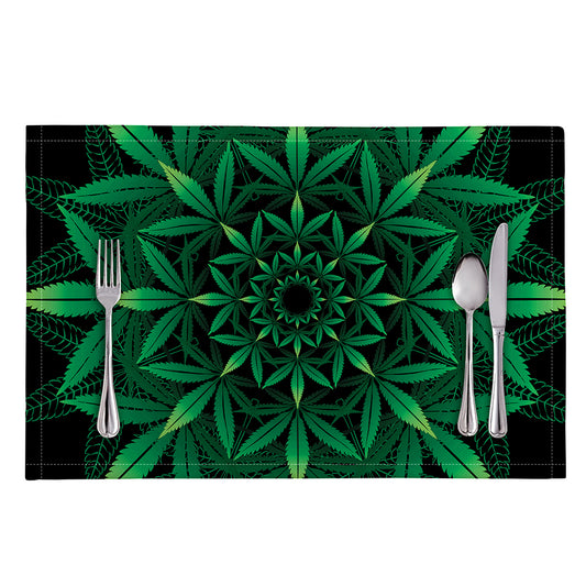 Cannabis Leaf Mandala Print Placemat