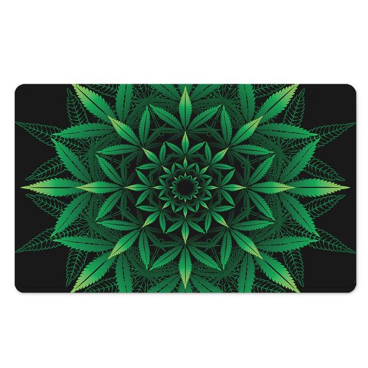 Cannabis Leaf Mandala Print Polyester Doormat