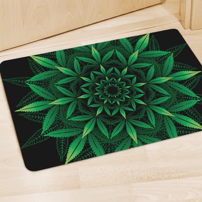 Cannabis Leaf Mandala Print Polyester Doormat