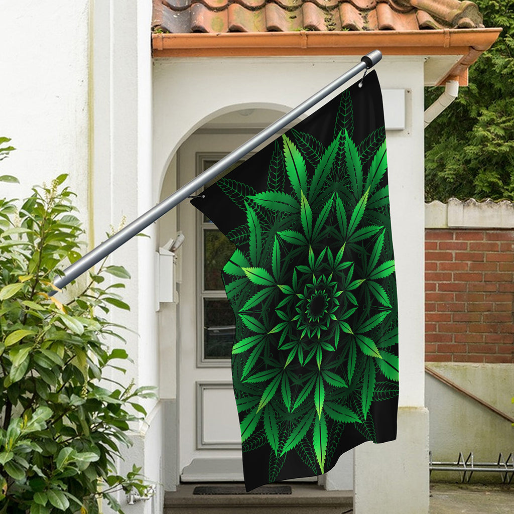 Cannabis Leaf Mandala Print Polyester Flag