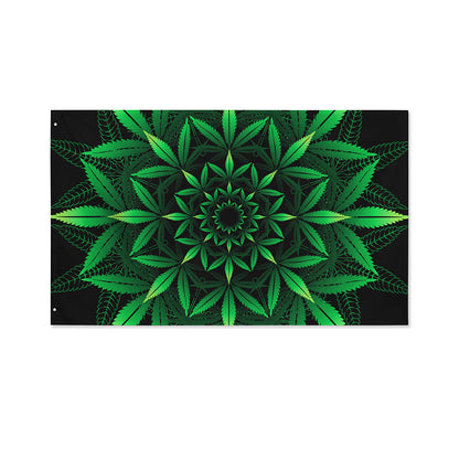 Cannabis Leaf Mandala Print Polyester Flag