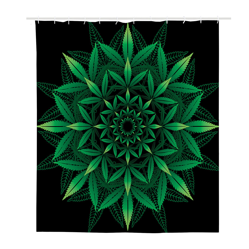 Cannabis Leaf Mandala Print Polyester Shower Curtain