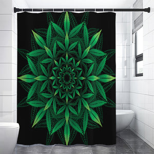 Cannabis Leaf Mandala Print Premium Shower Curtain