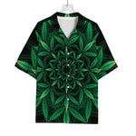 Cannabis Leaf Mandala Print Rayon Hawaiian Shirt