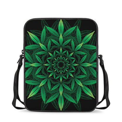 Cannabis Leaf Mandala Print Rectangular Crossbody Bag